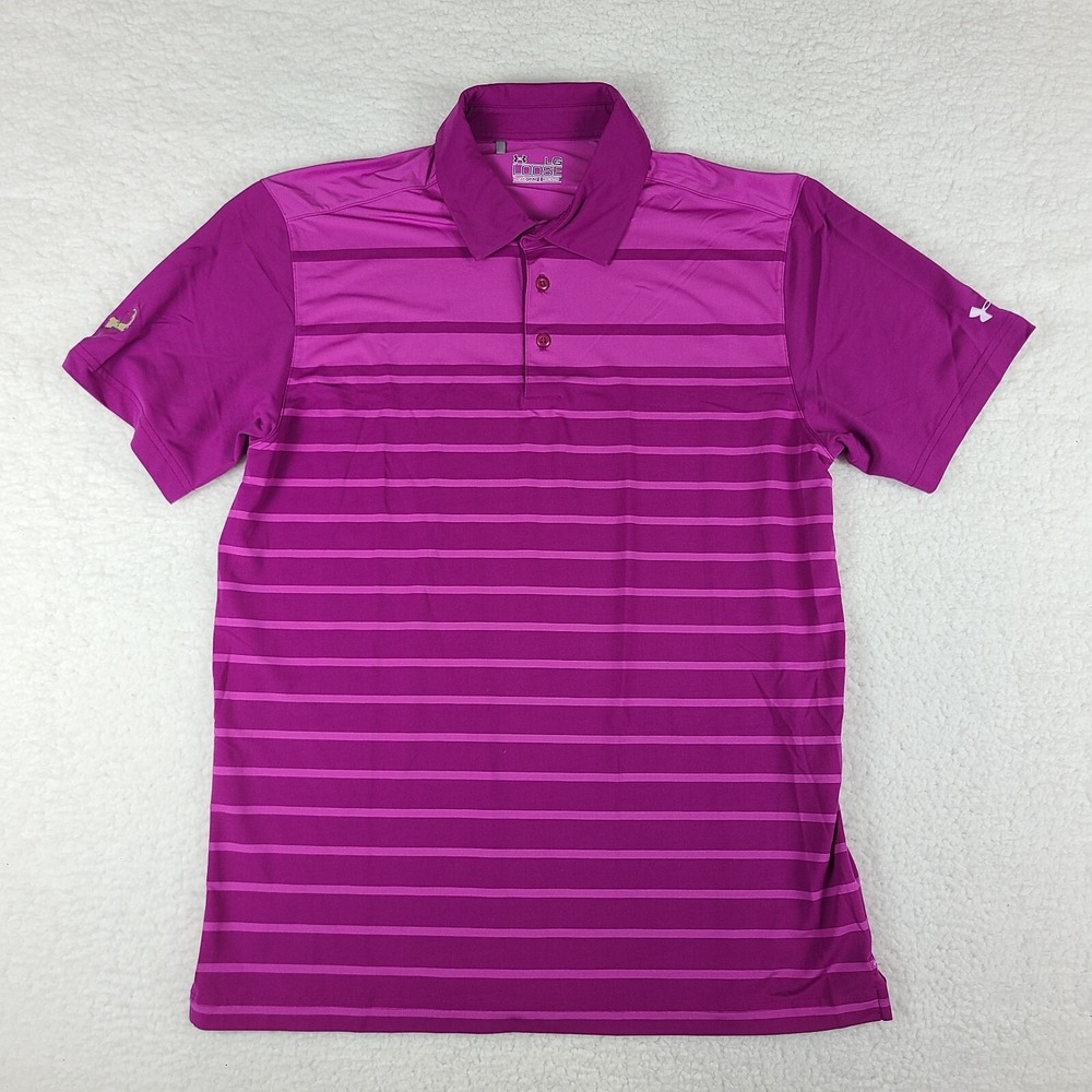 Under Armour Polo Shirt Mens Large Purple‎ Loose Heatgear Masters Collection